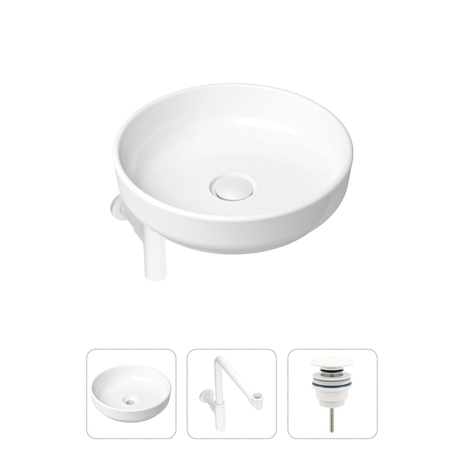 фото Комплект 3 в 1 lavinia boho bathroom sink 21520216: раковина 40 см, сифон, донный клапан