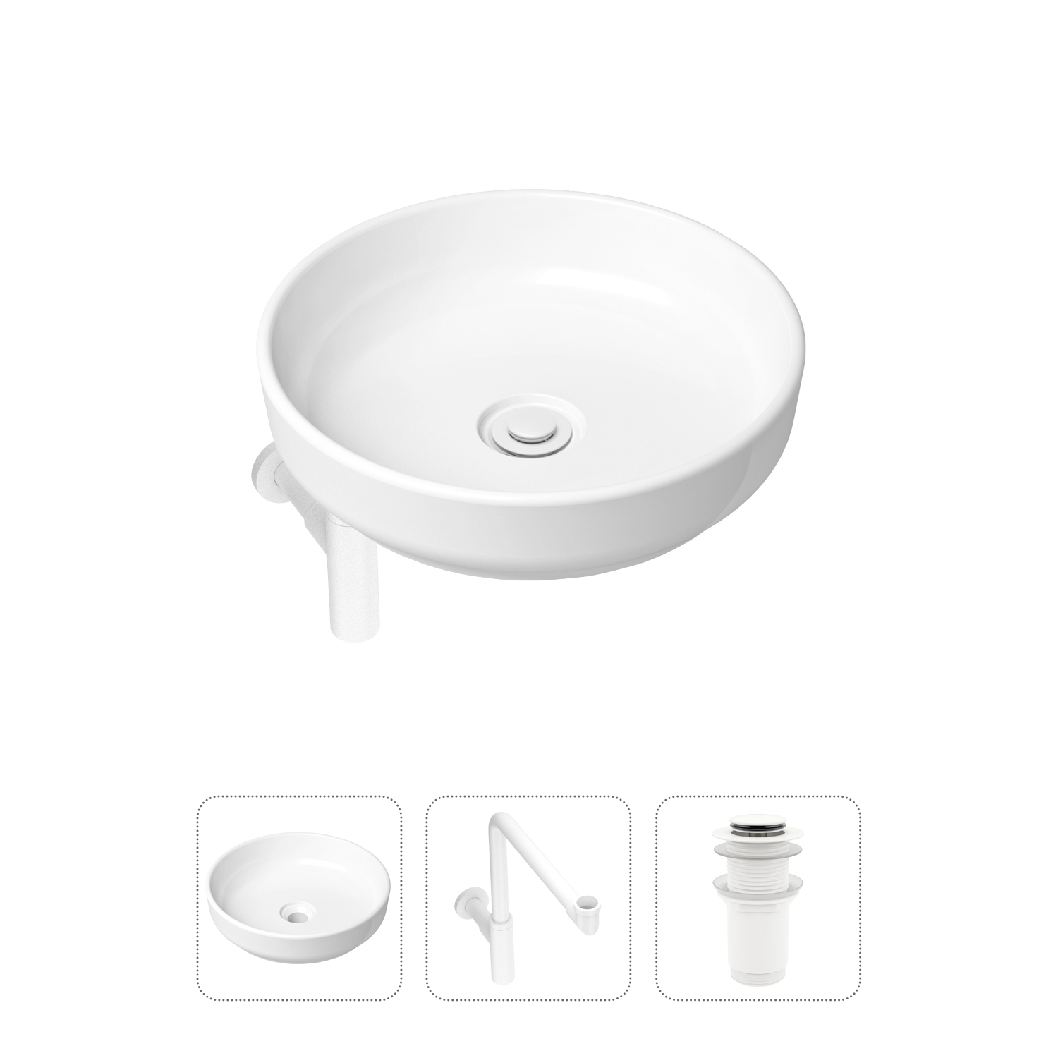 фото Комплект 3 в 1 lavinia boho bathroom sink 21520215: раковина 40 см, сифон, донный клапан