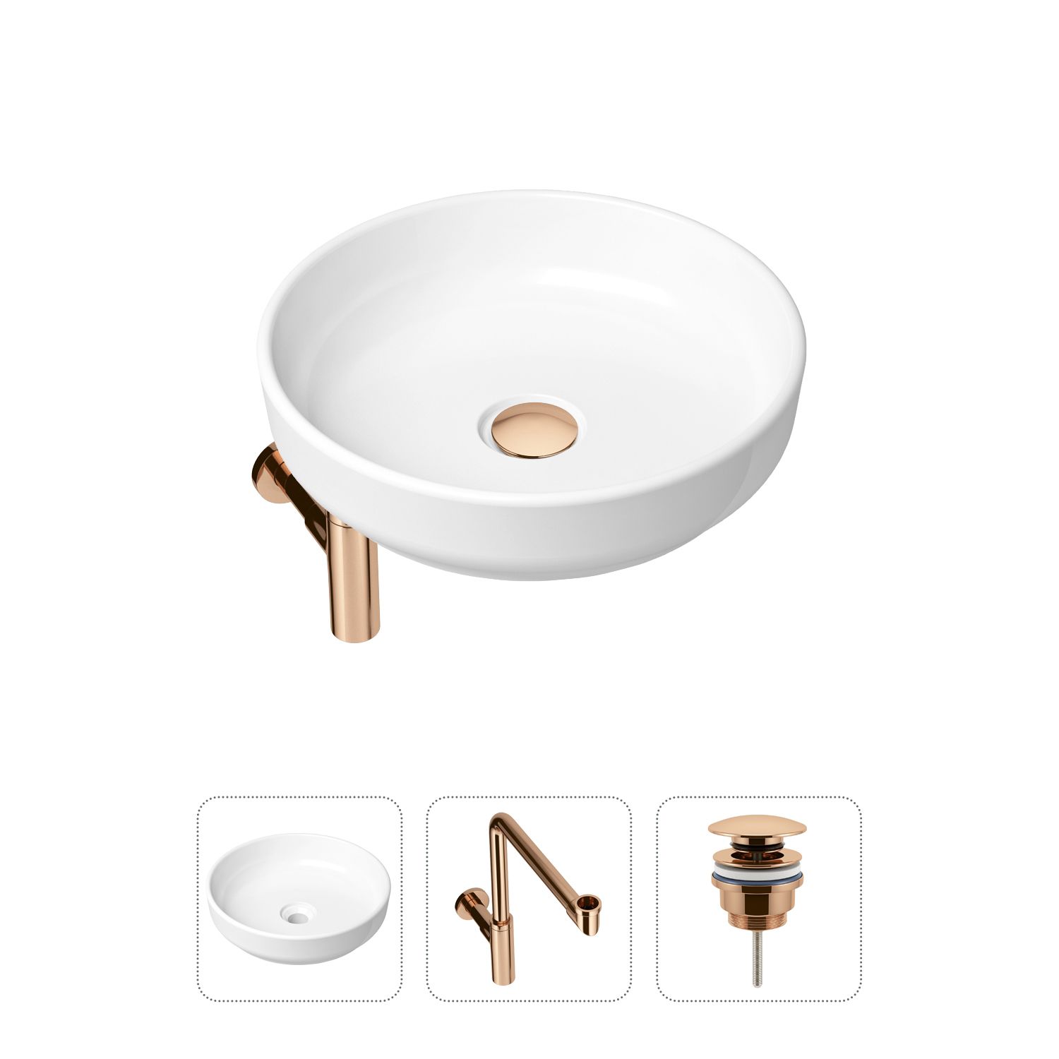 фото Комплект 3 в 1 lavinia boho bathroom sink 21520214: раковина 40 см, сифон, донный клапан