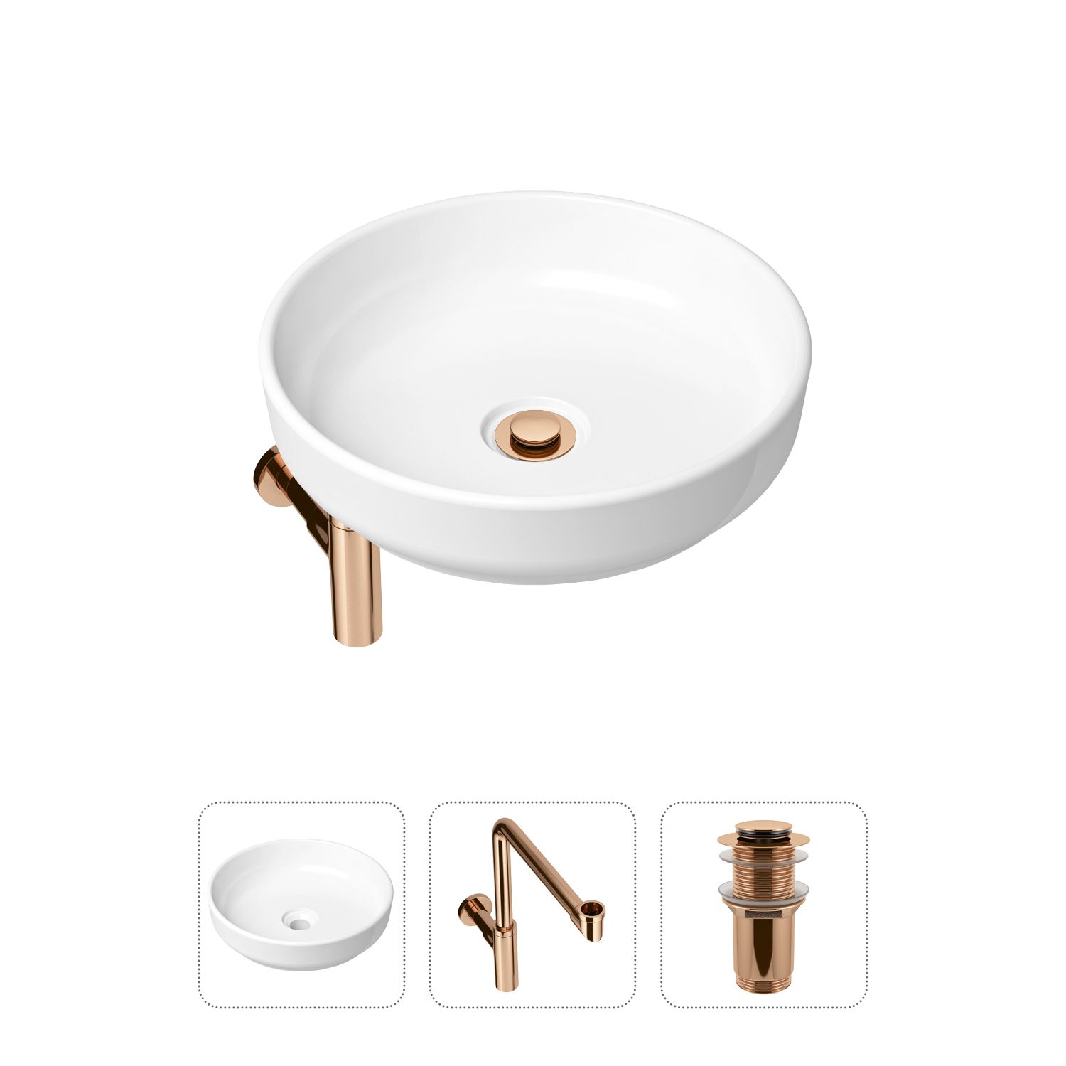 фото Комплект 3 в 1 lavinia boho bathroom sink 21520213: раковина 40 см, сифон, донный клапан