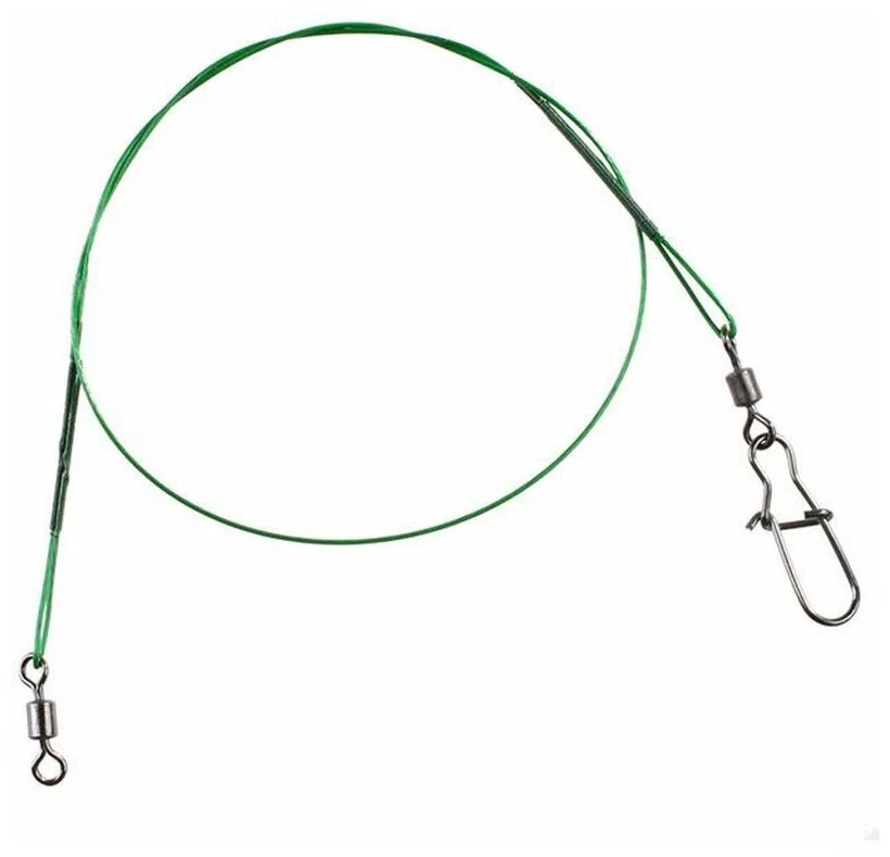 Набор поводков стальных NAMAZU Leader 1х7 Nylon Coated Green, L-15/20/25 см, test- 7 кг (п