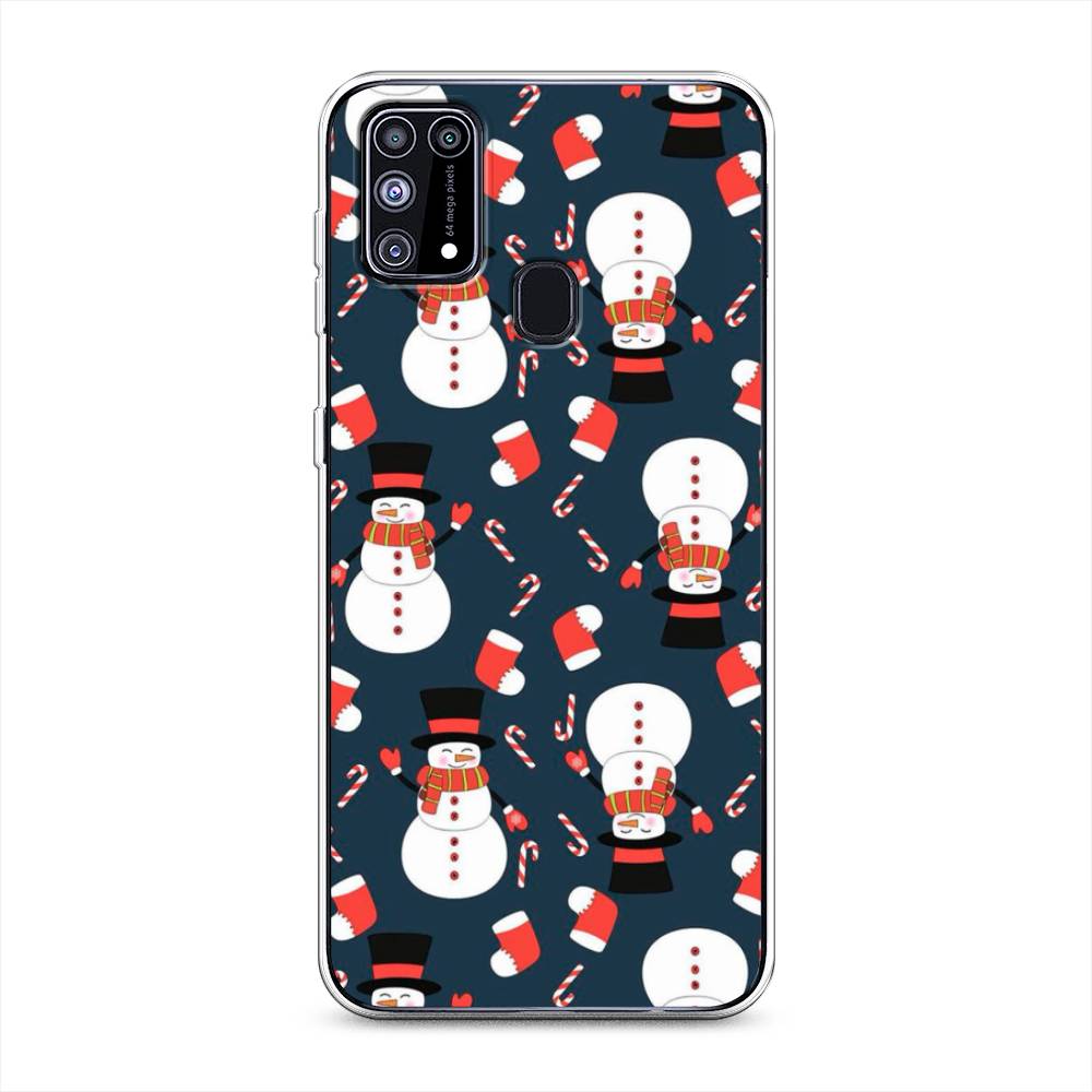 

Чехол на Samsung Galaxy M31 "Синие снеговики", Синий;белый;красный, 2100750-5