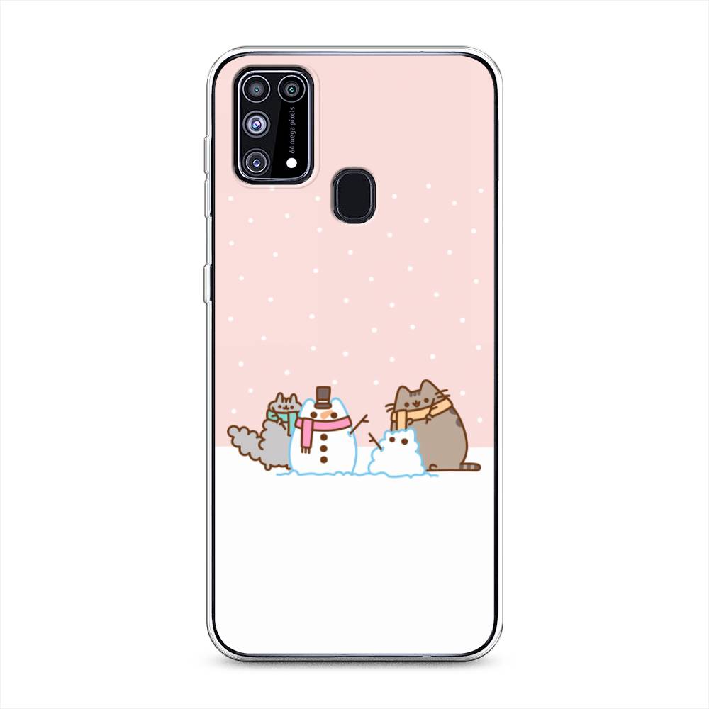 

Чехол на Samsung Galaxy M31 "Котики в снегу", Розовый;белый;серый, 2100750-5
