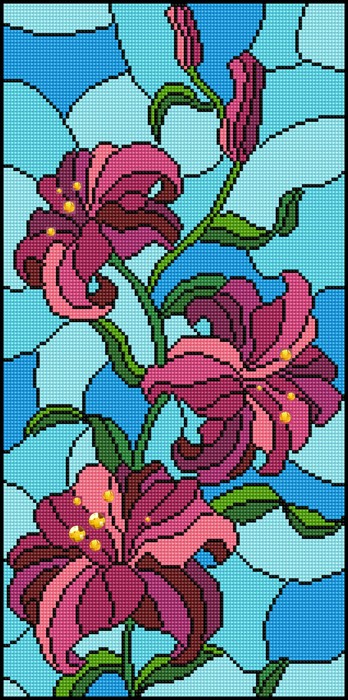 

Фрея Алмазная вышивка Лилия. Витраж ALV-117, 30x60 см