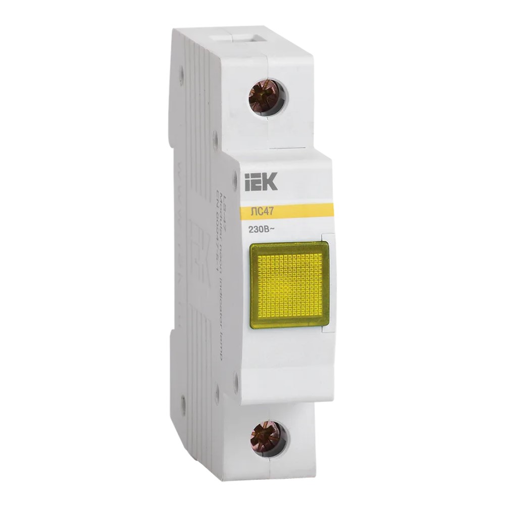 Лампа сигнальная IEK желтая на DIN-рейку сигнальная лампа эра pro no902180 лс47 б0037060