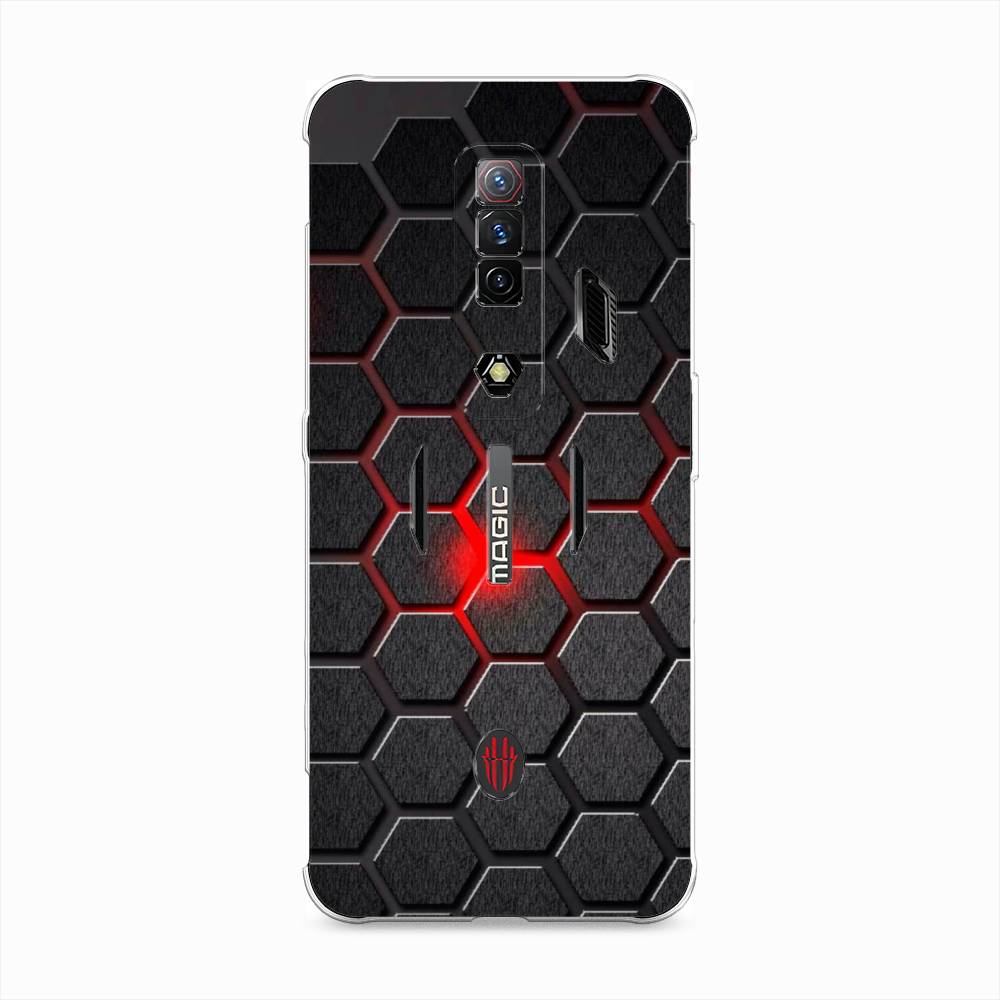 

Чехол на ZTE Nubia Red Magic 7S "Соты красные", Красный;черный;серый, 136350-3