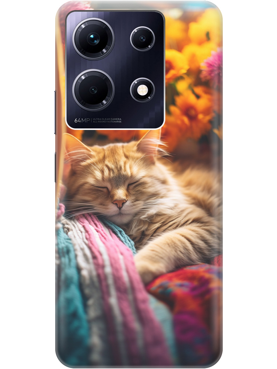 

Силиконовый чехол на Infinix Note 30 с принтом "Котик в цветах" прозрачный, Белый;желтый, 20000061