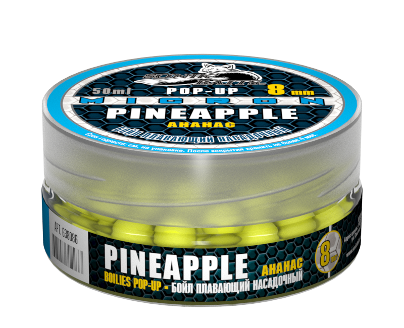 

Бойлы насад. плав. Sonik Baits PINEAPPLE MICRON Fluo Pop-ups 8мм 50мл, Желтый