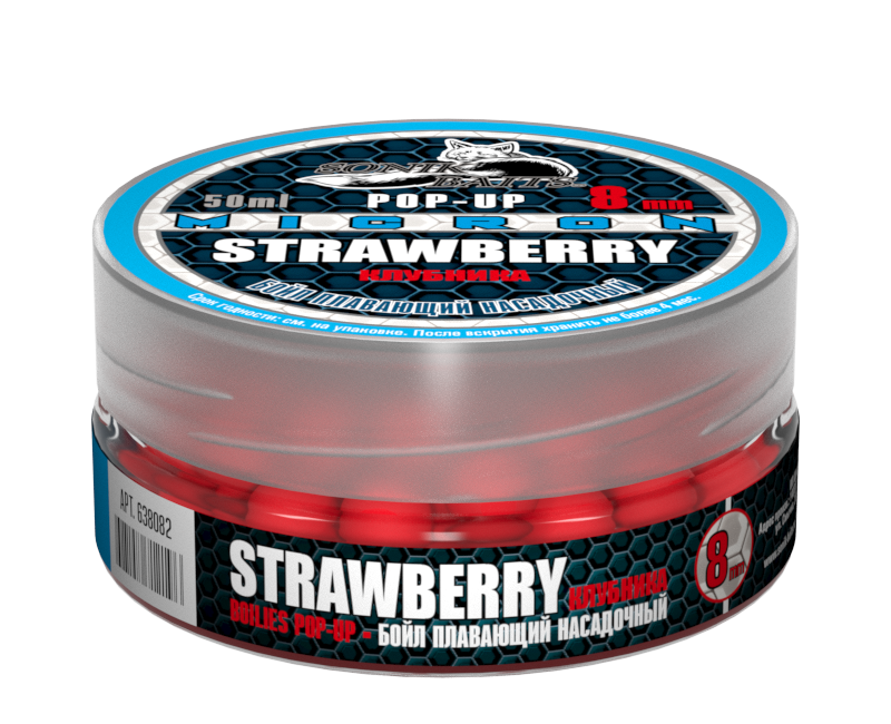 

Бойлы насад. плав. Sonik Baits STRAWBERRY MICRON Fluo Pop-ups 8мм 50мл, Красный