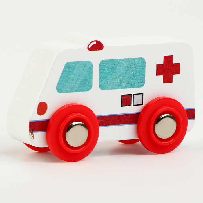 Детская машинка скорая помощь совместима с набором ЖД транспорт размер 7х3х4,5 см игрушечная скорая помощь kid s concept серия aiden