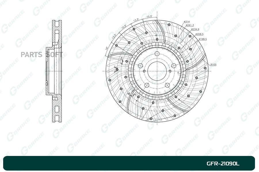 

Тормозной диск GBRAKE перфорированный вентилируемый левый GFR21090L