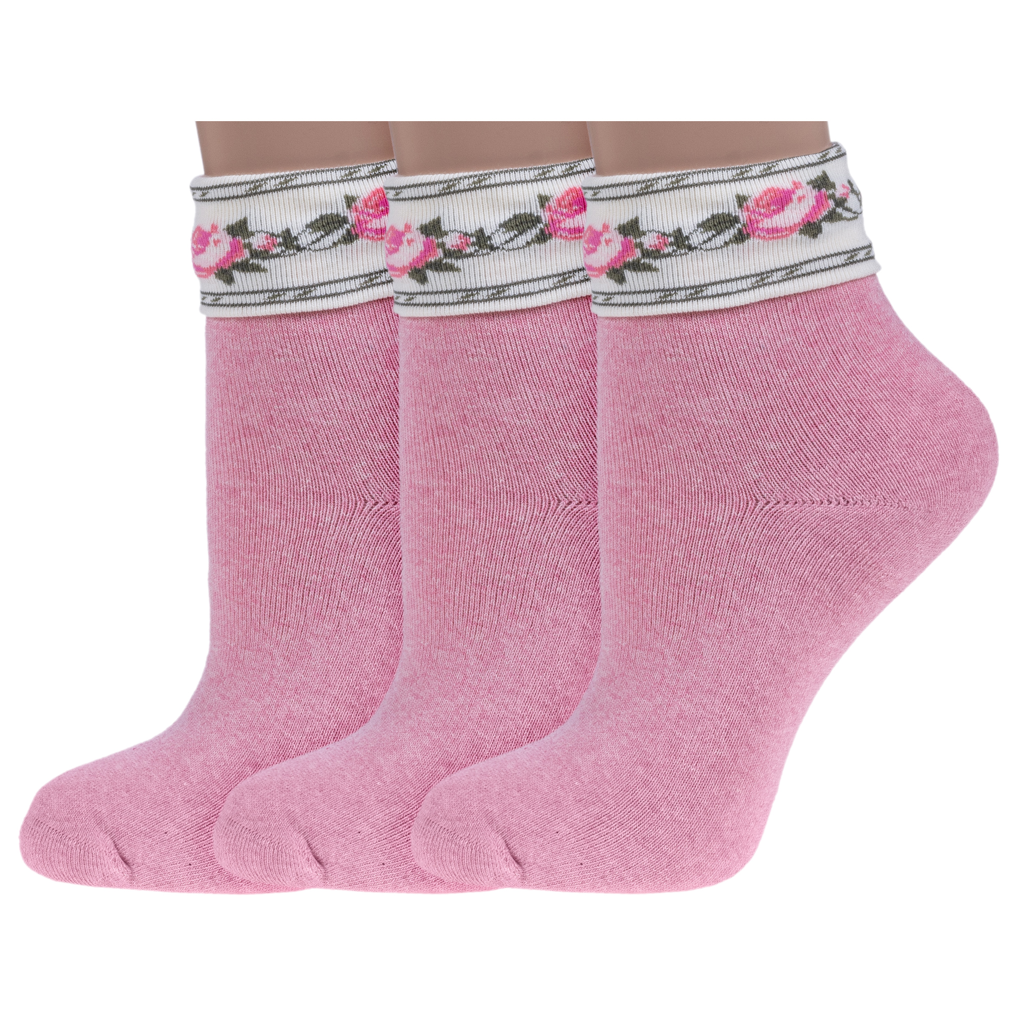 Комплект носков женские Rusocks 3-Ж-2332 розовых; белых 23-25