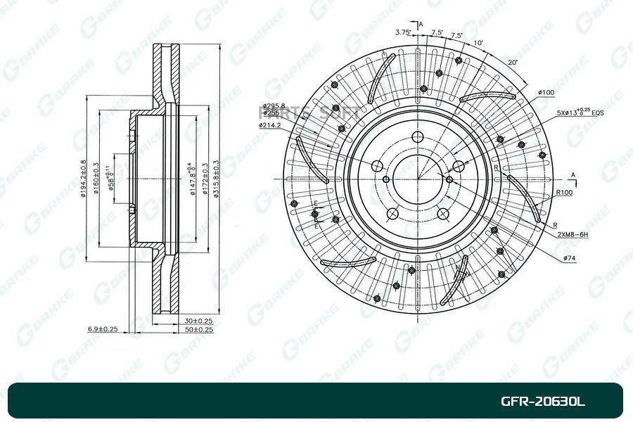 

Тормозной диск GBRAKE перфорированный вентилируемый левый GFR20630L