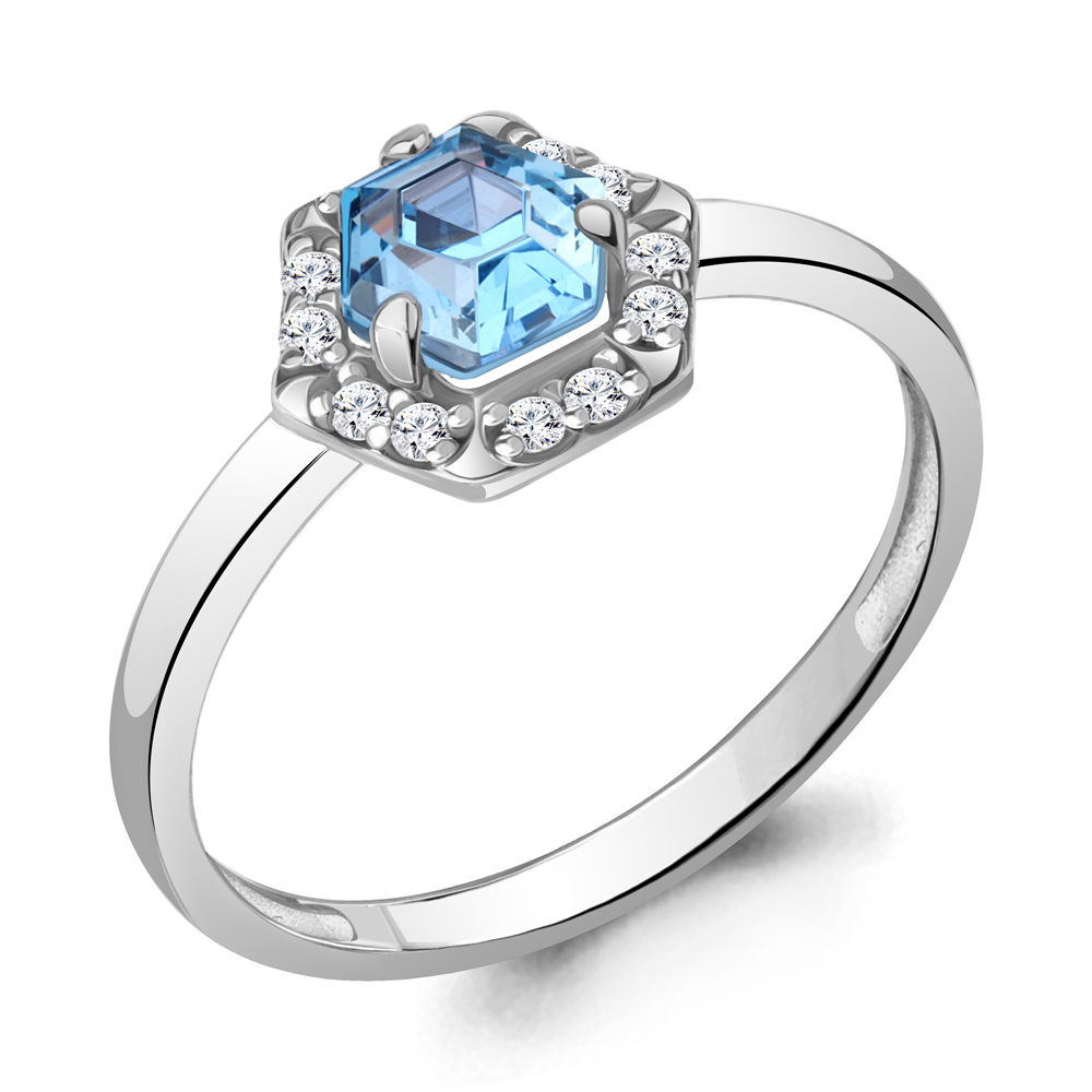 

Кольцо из серебра с топазом р. 17 Aquamarine 6964392А_925_р, 6964392А_925_р