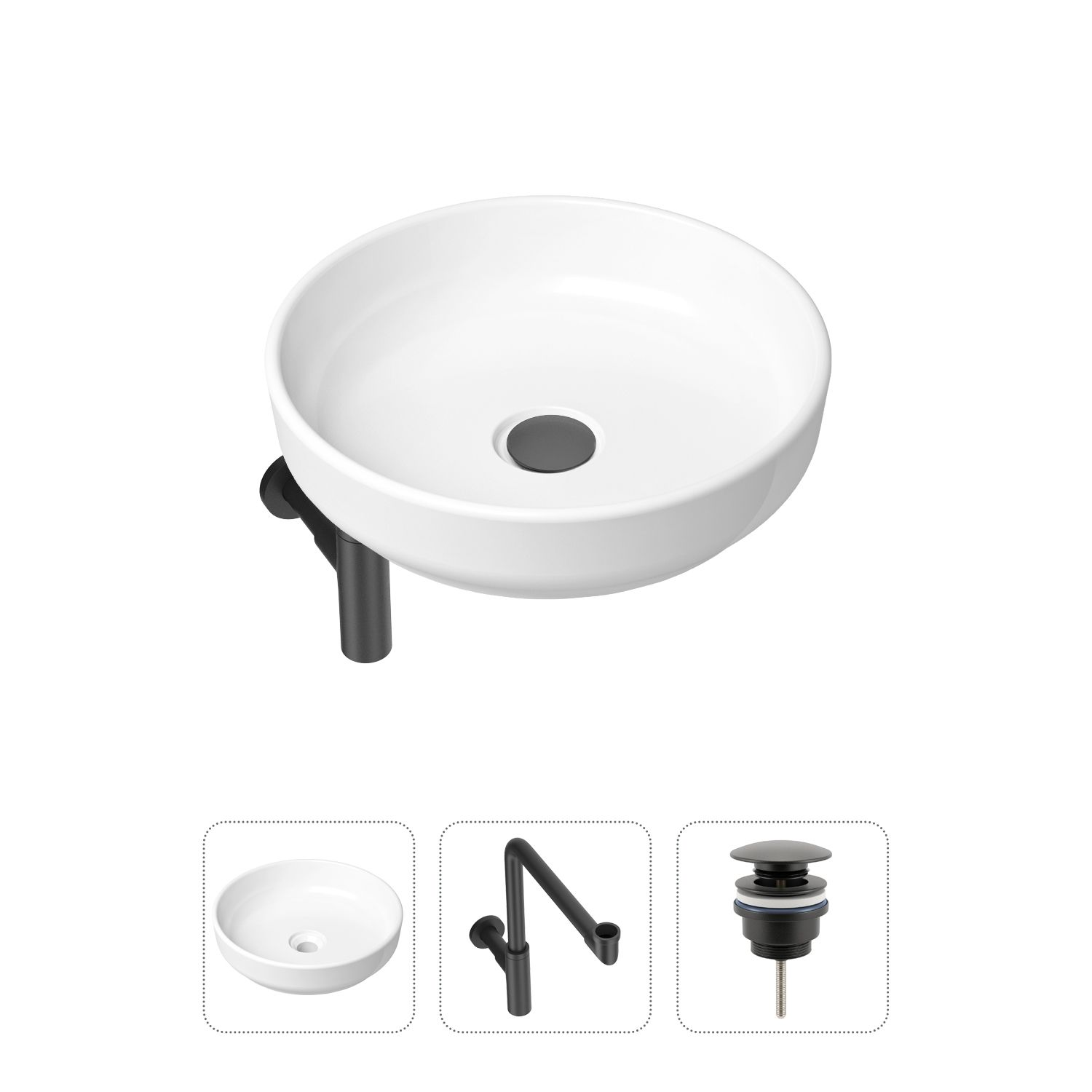 фото Комплект 3 в 1 lavinia boho bathroom sink 21520210: раковина 40 см, сифон, донный клапан