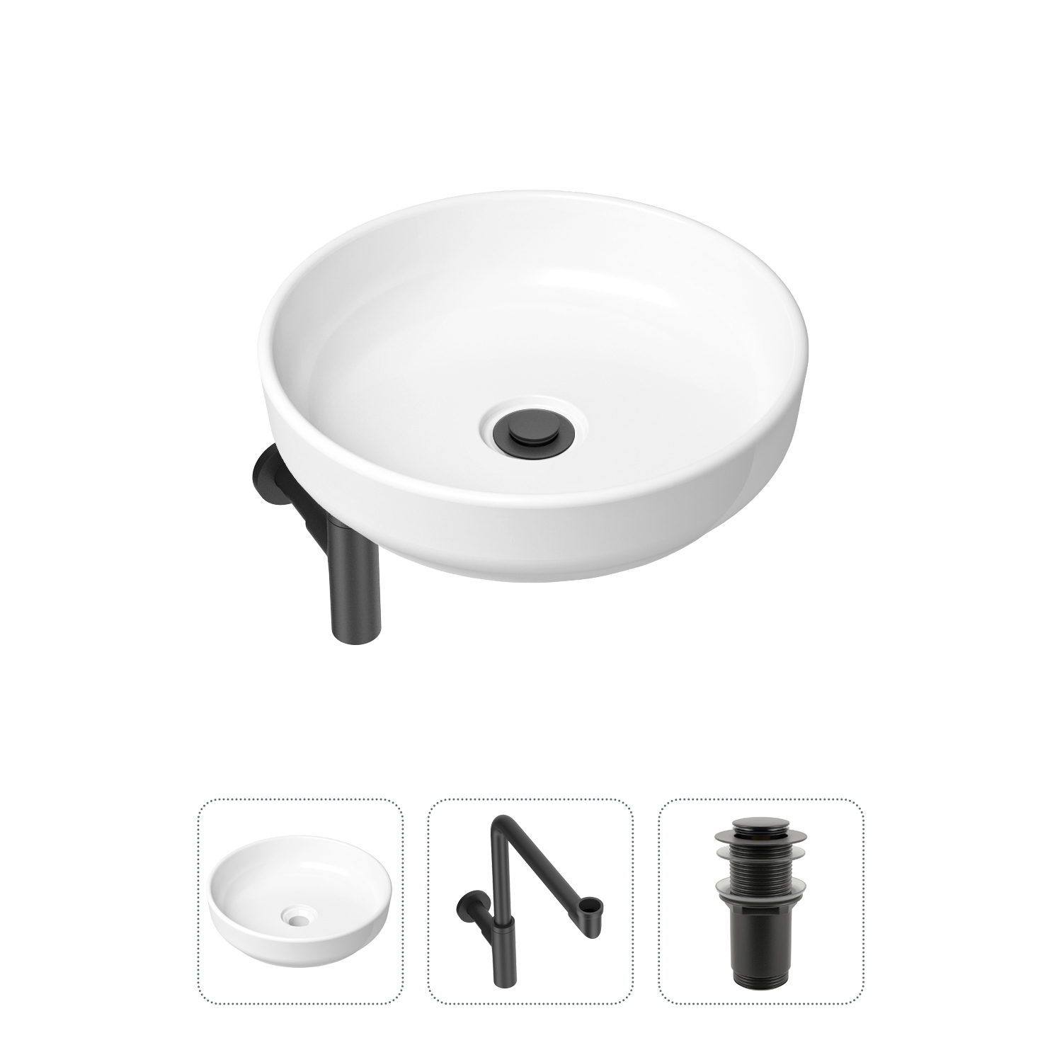 фото Комплект 3 в 1 lavinia boho bathroom sink 21520209: раковина 40 см, сифон, донный клапан