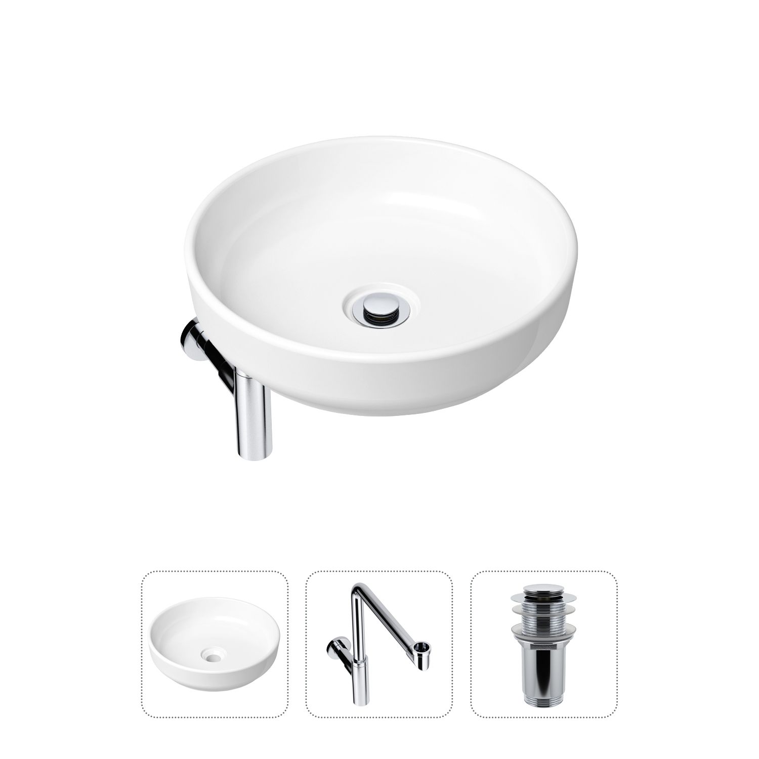 фото Комплект 3 в 1 lavinia boho bathroom sink 21520207: раковина 40 см, сифон, донный клапан