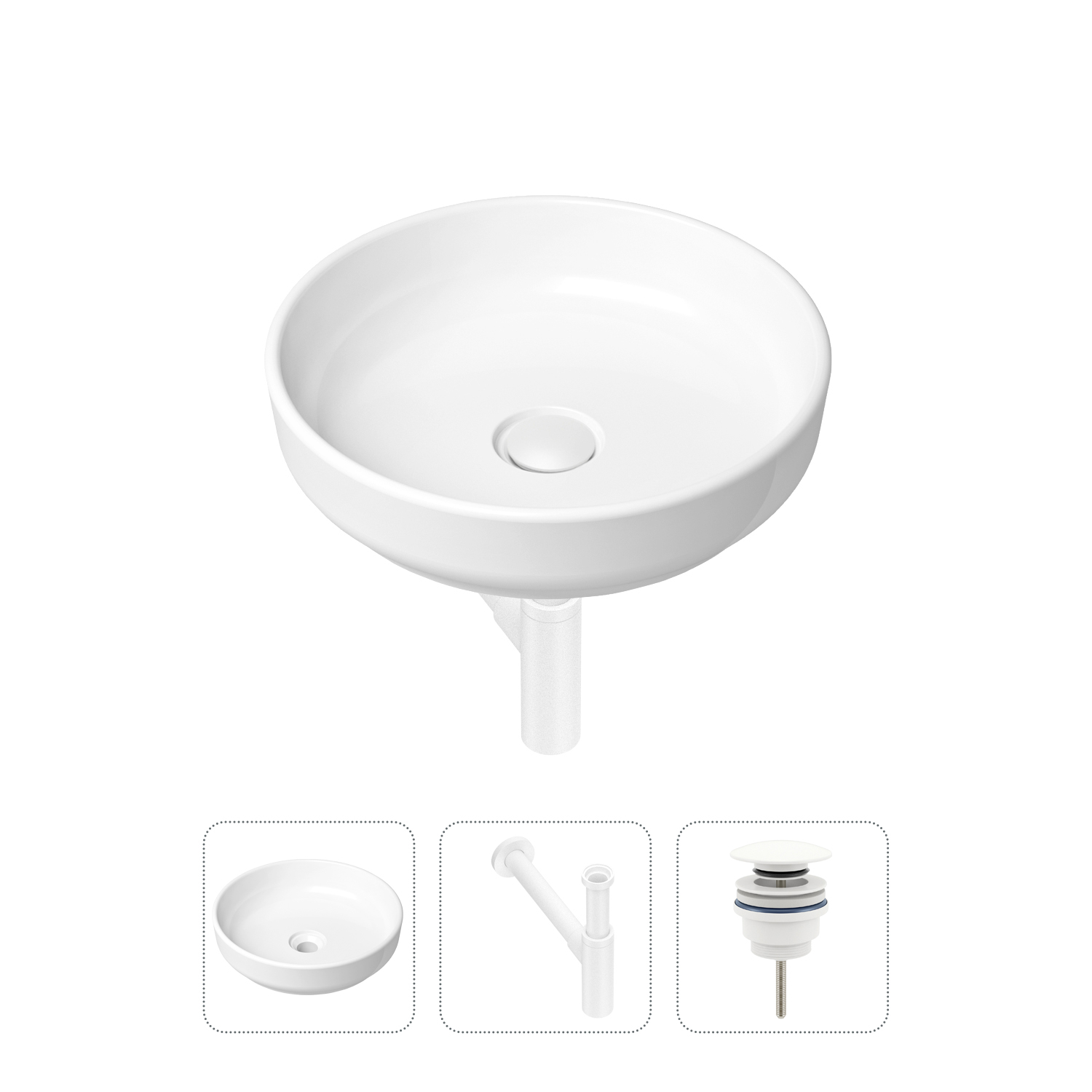 фото Комплект 3 в 1 lavinia boho bathroom sink 21520206: раковина 40 см, сифон, донный клапан