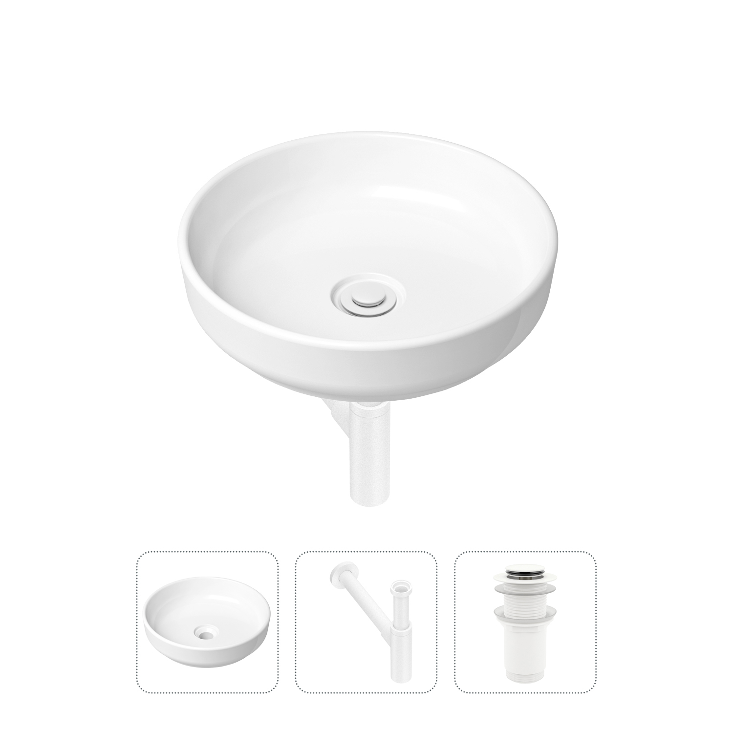 фото Комплект 3 в 1 lavinia boho bathroom sink 21520205: раковина 40 см, сифон, донный клапан
