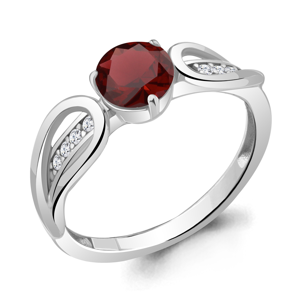

Кольцо из серебра с гранатом р. 18,5 Aquamarine 6963703А_925_р, 6963703А_925_р