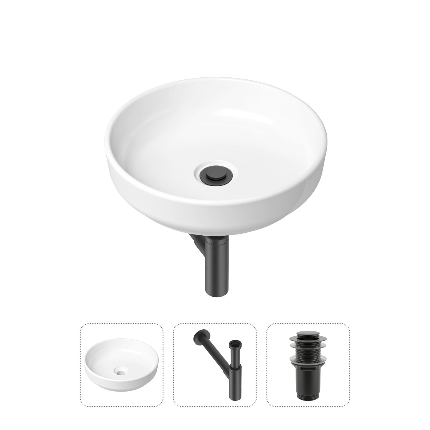 фото Комплект 3 в 1 lavinia boho bathroom sink 21520199: раковина 40 см, сифон, донный клапан