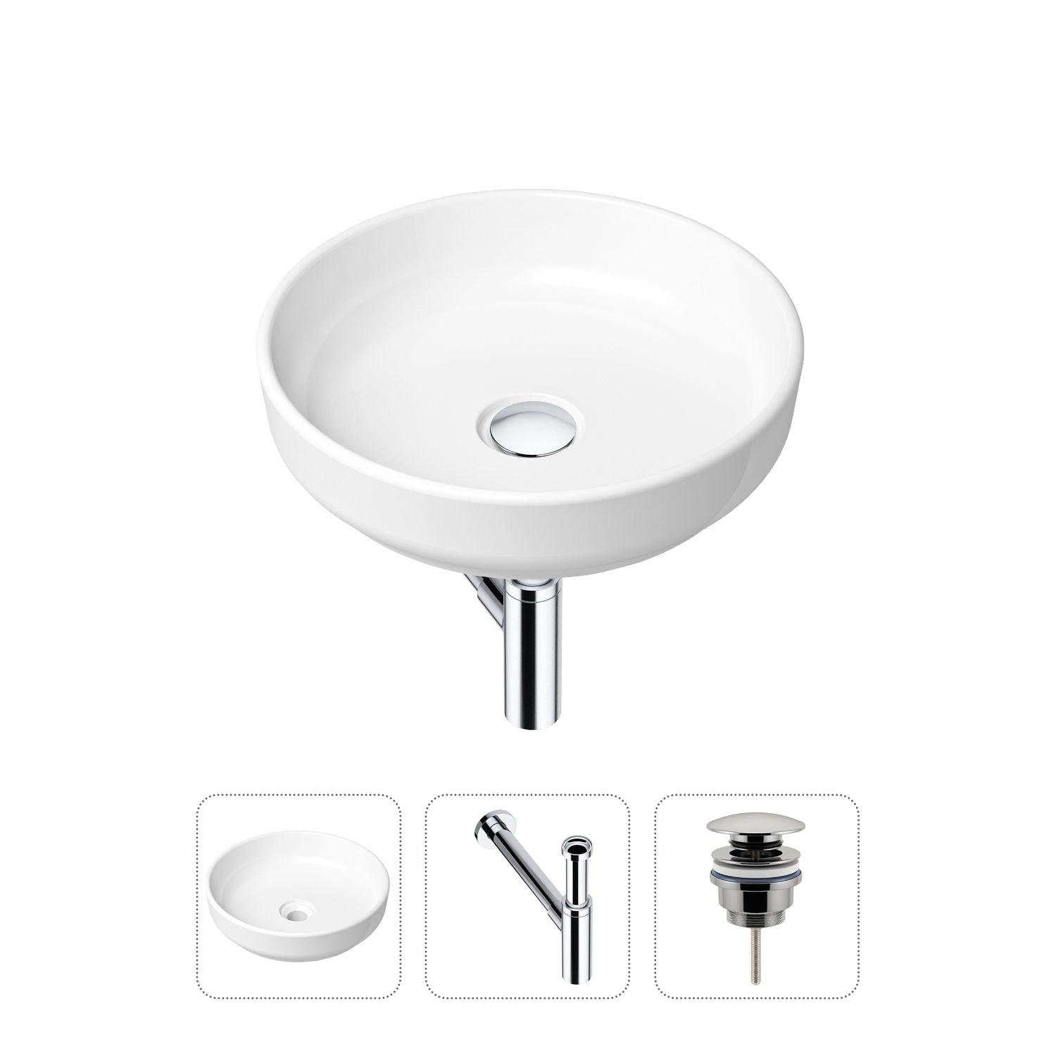 фото Комплект 3 в 1 lavinia boho bathroom sink 21520198: раковина 40 см, сифон, донный клапан