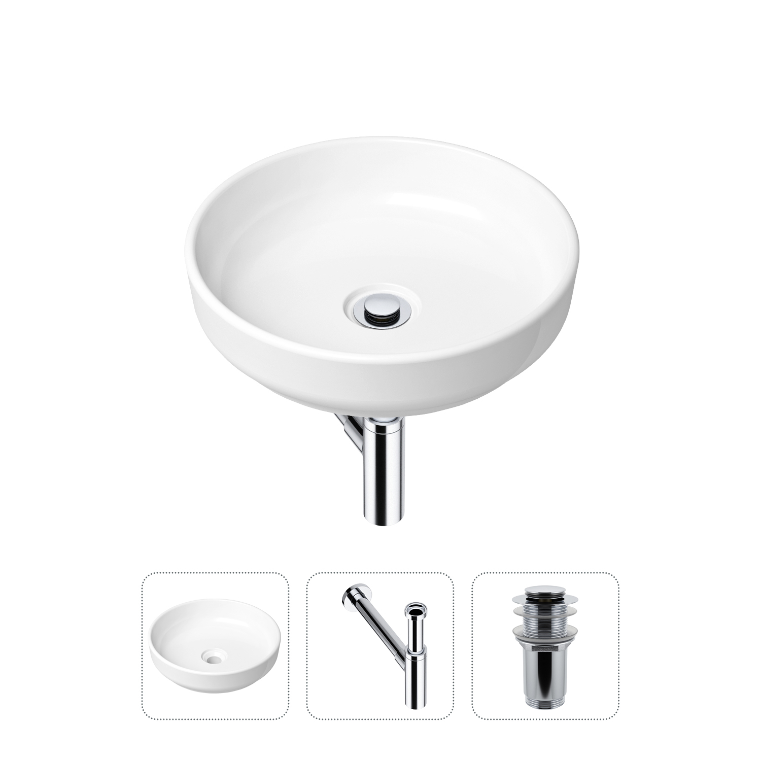 фото Комплект 3 в 1 lavinia boho bathroom sink 21520197: раковина 40 см, сифон, донный клапан