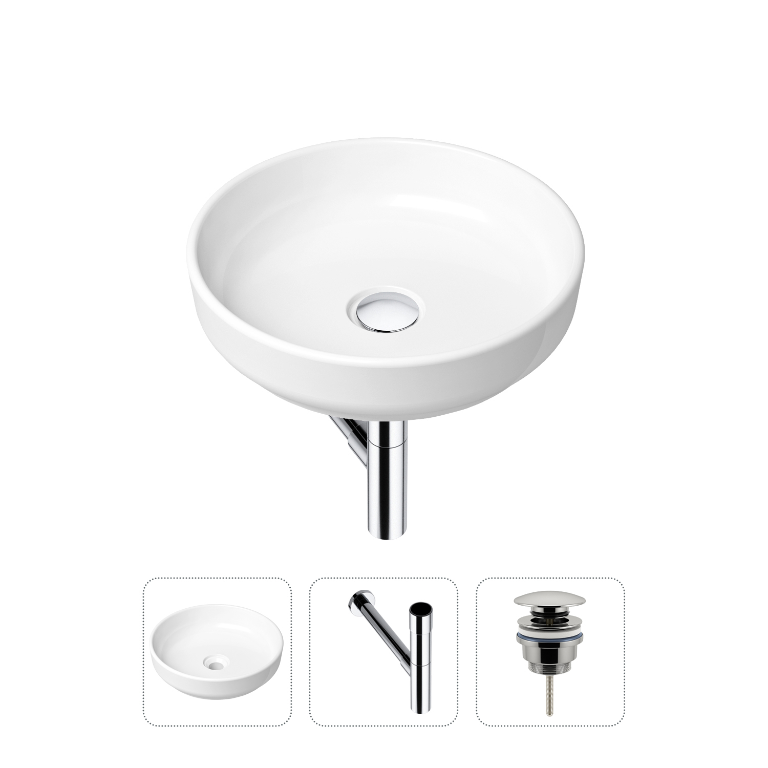 фото Комплект 3 в 1 lavinia boho bathroom sink 21520188: раковина 40 см, сифон, донный клапан