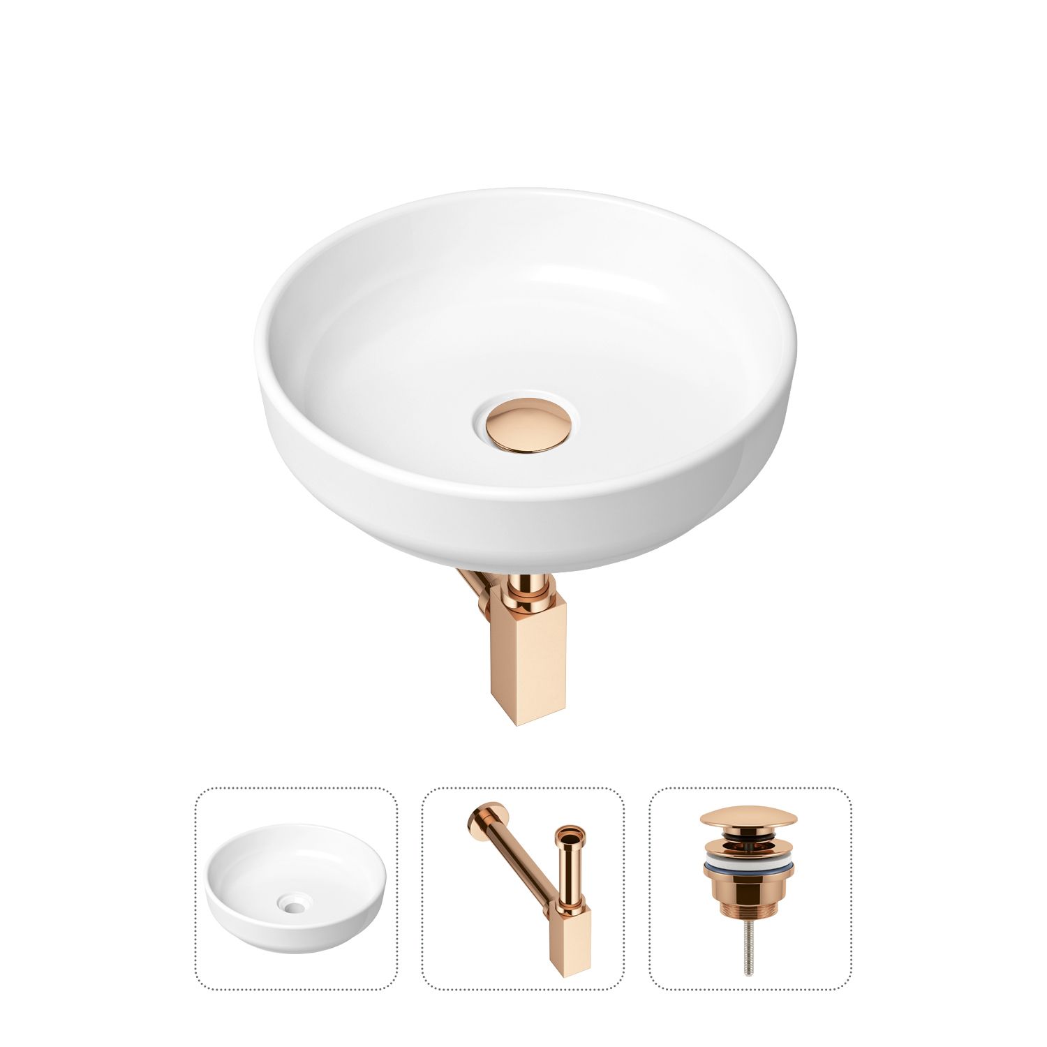 фото Комплект 3 в 1 lavinia boho bathroom sink 21520184: раковина 40 см, сифон, донный клапан