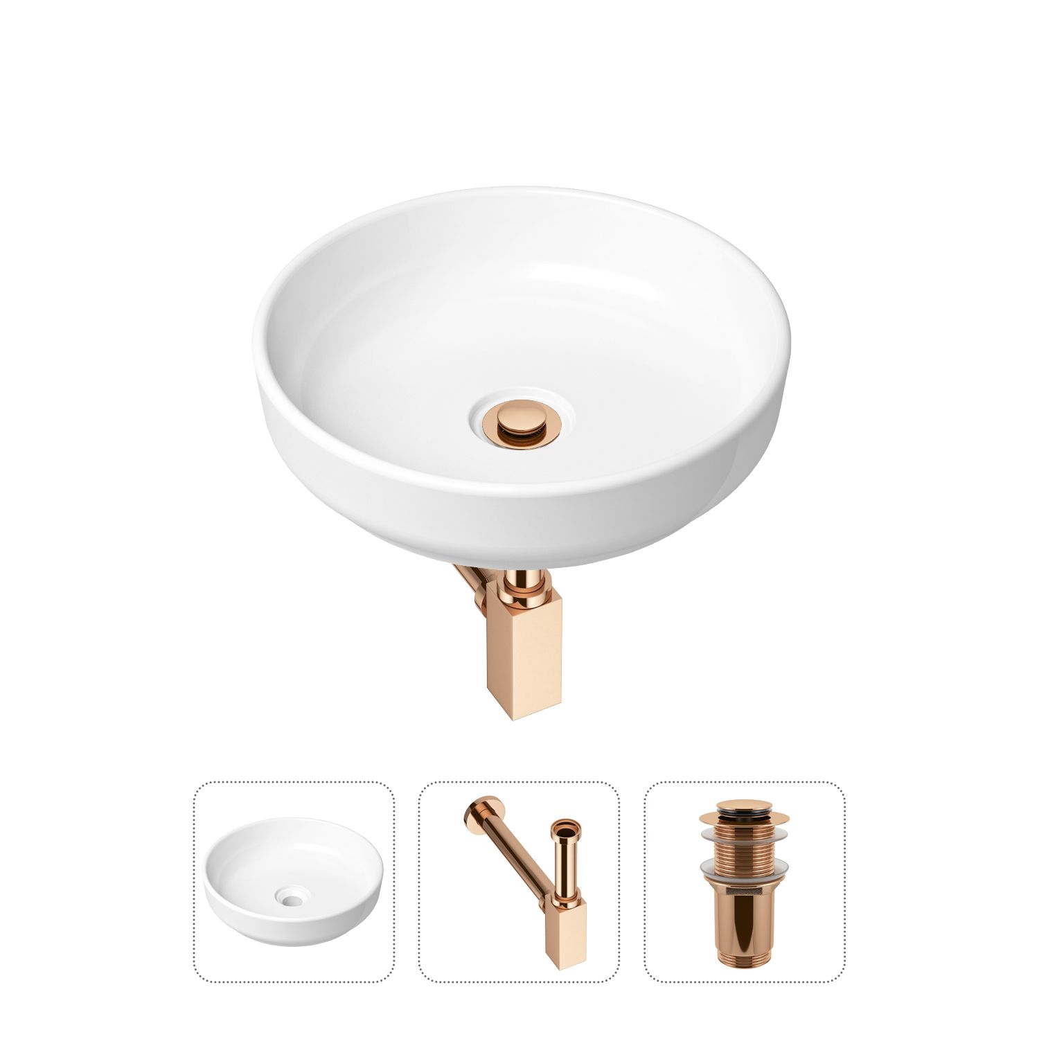 фото Комплект 3 в 1 lavinia boho bathroom sink 21520183: раковина 40 см, сифон, донный клапан