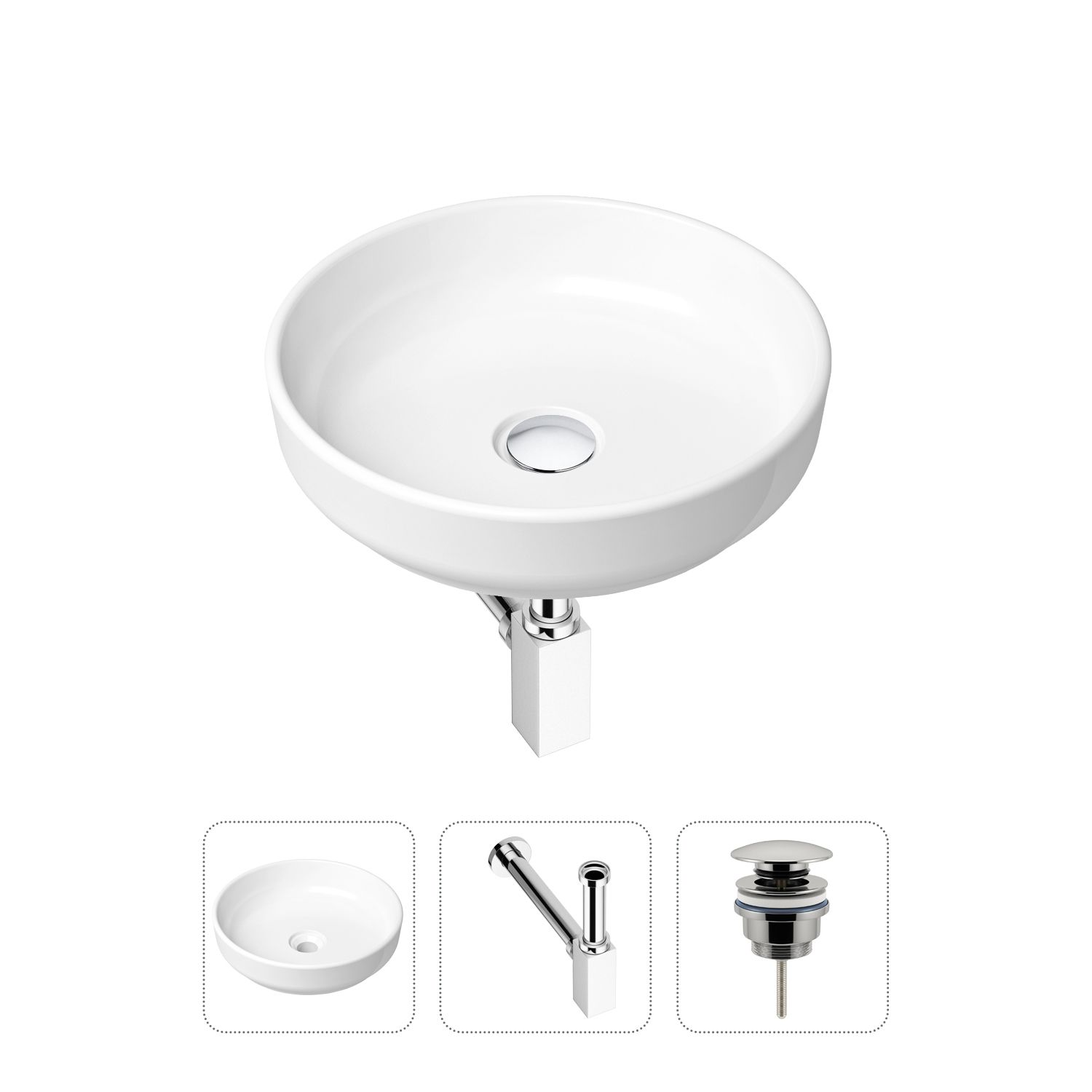 фото Комплект 3 в 1 lavinia boho bathroom sink 21520178: раковина 40 см, сифон, донный клапан