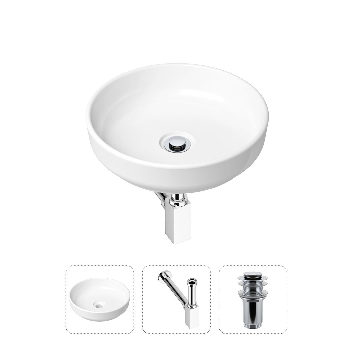 фото Комплект 3 в 1 lavinia boho bathroom sink 21520177: раковина 40 см, сифон, донный клапан