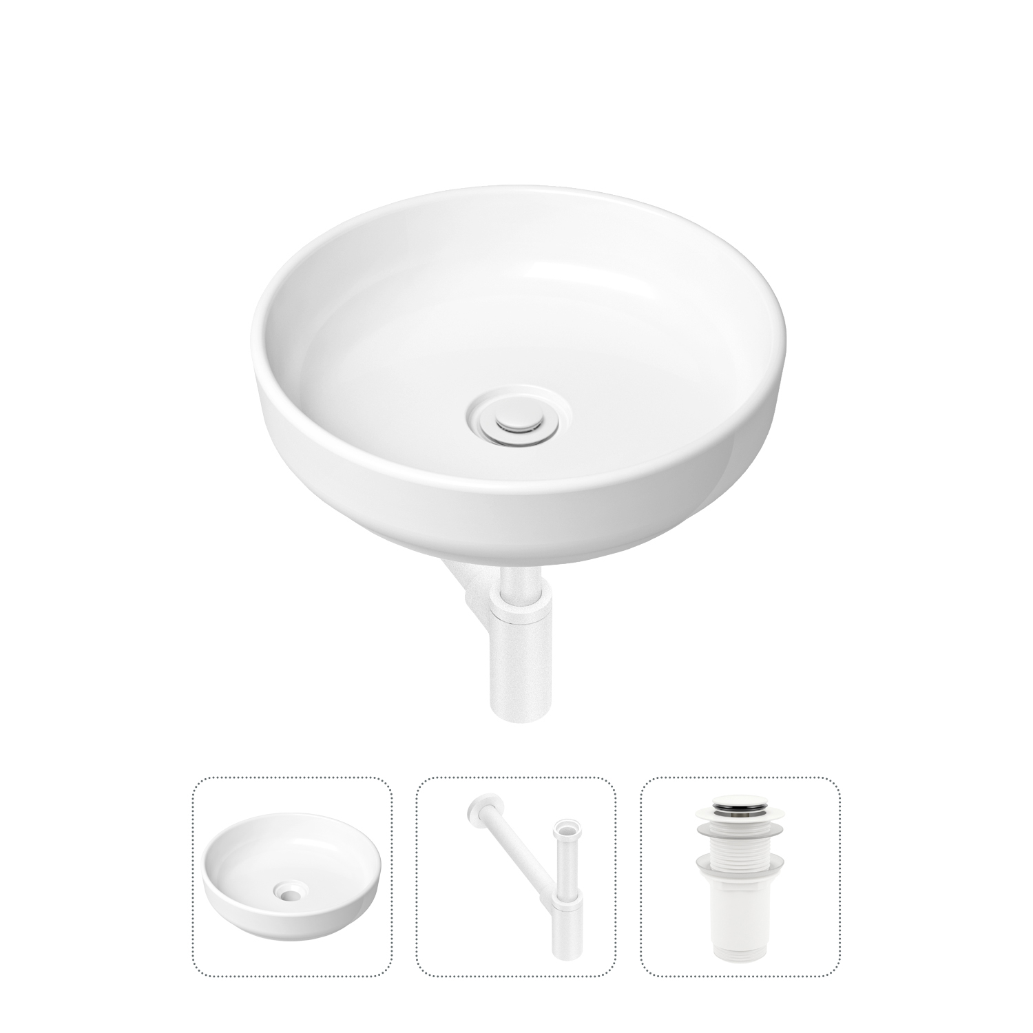 фото Комплект 3 в 1 lavinia boho bathroom sink 21520175: раковина 40 см, сифон, донный клапан