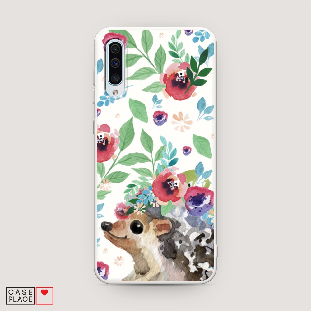 

Матовый силиконовый чехол "Ежик в цветах акварель" на Samsung Galaxy A50