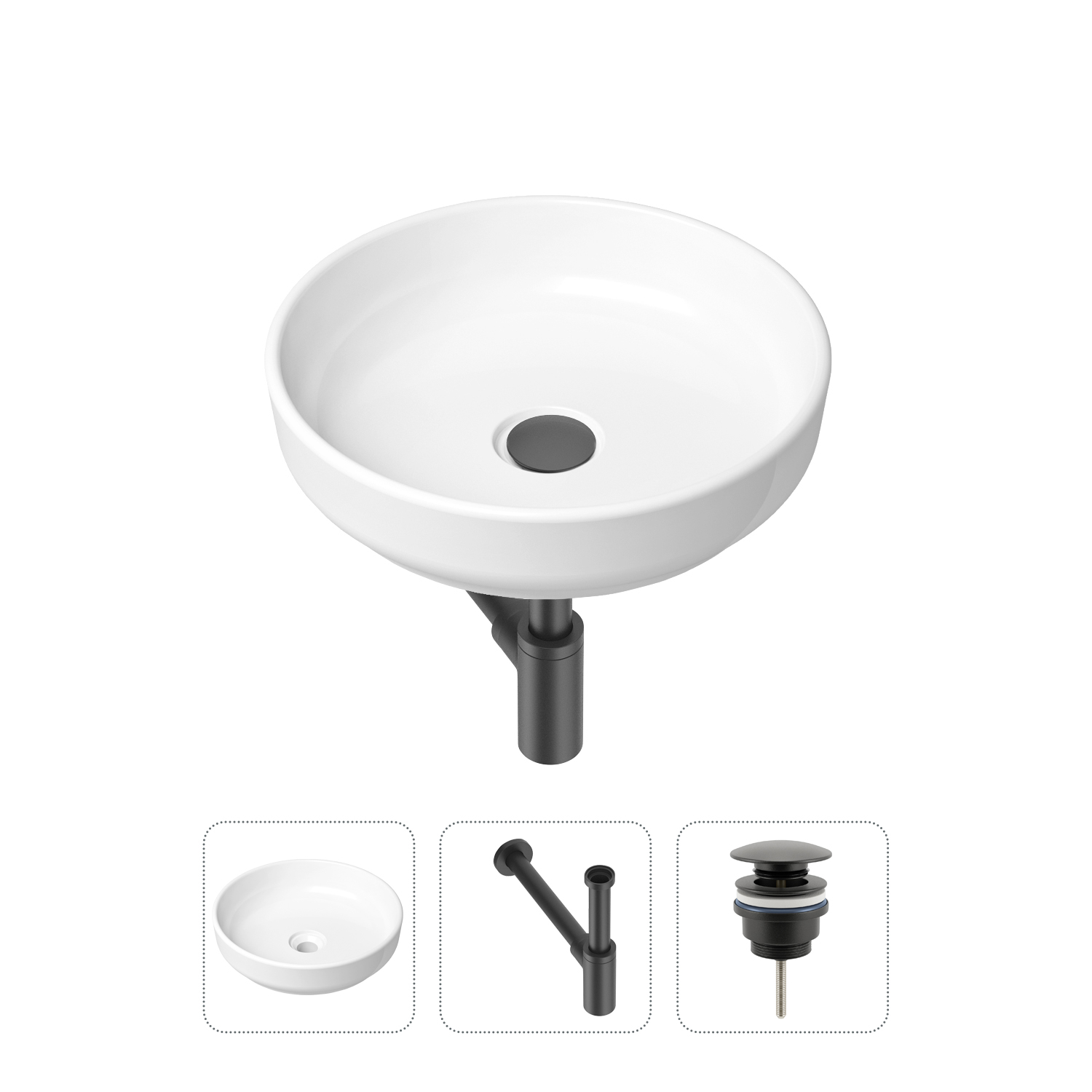 фото Комплект 3 в 1 lavinia boho bathroom sink 21520170: раковина 40 см, сифон, донный клапан