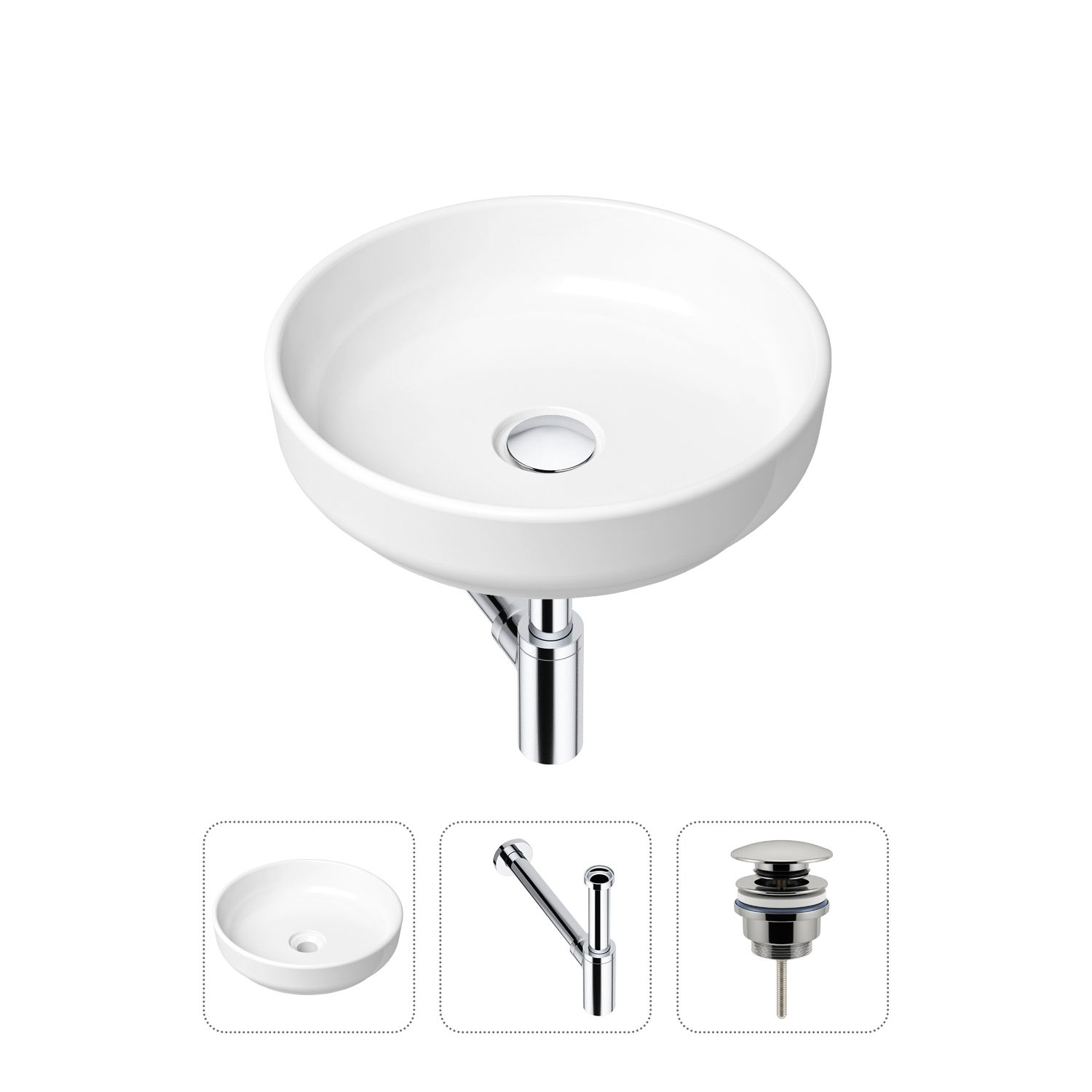 фото Комплект 3 в 1 lavinia boho bathroom sink 21520168: раковина 40 см, сифон, донный клапан