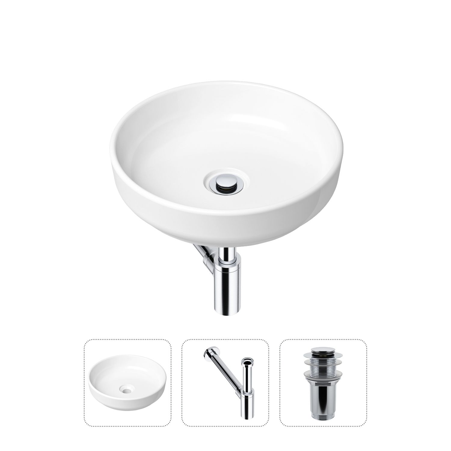 фото Комплект 3 в 1 lavinia boho bathroom sink 21520167: раковина 40 см, сифон, донный клапан