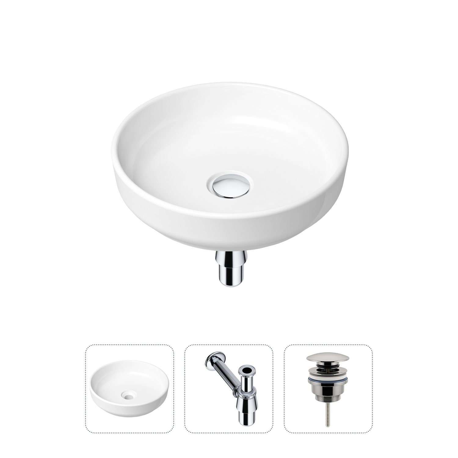 фото Комплект 3 в 1 lavinia boho bathroom sink 21520166: раковина 40 см, сифон, донный клапан