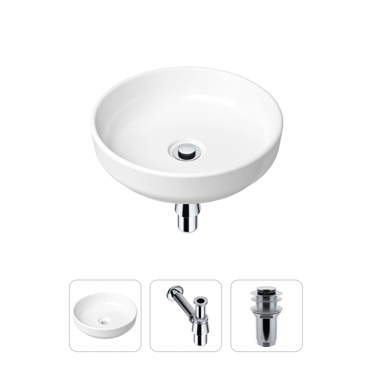 Комплект 3 в 1 Lavinia Boho Bathroom Sink 21520165: раковина 40 см, сифон, донный клапан