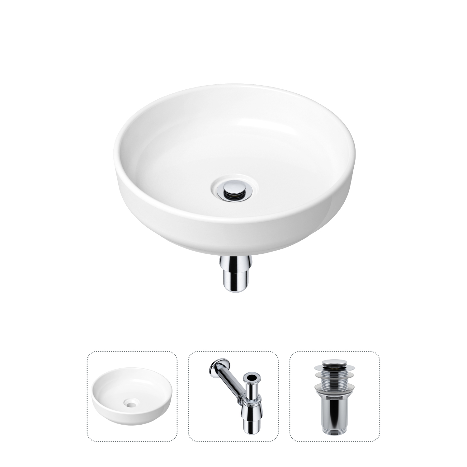 фото Комплект 3 в 1 lavinia boho bathroom sink 21520165: раковина 40 см, сифон, донный клапан