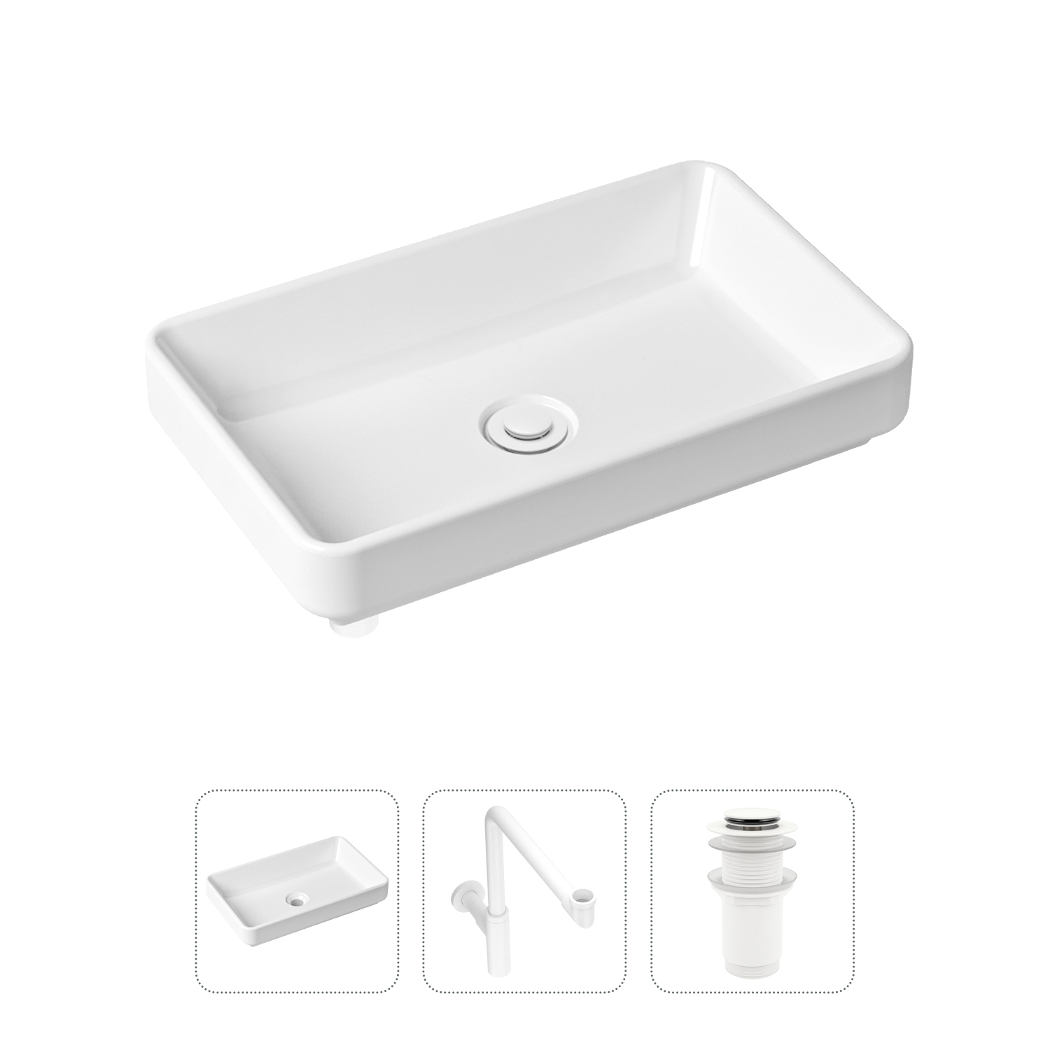 фото Комплект 3 в 1 lavinia boho bathroom sink 21520161: раковина 55 см, сифон, донный клапан