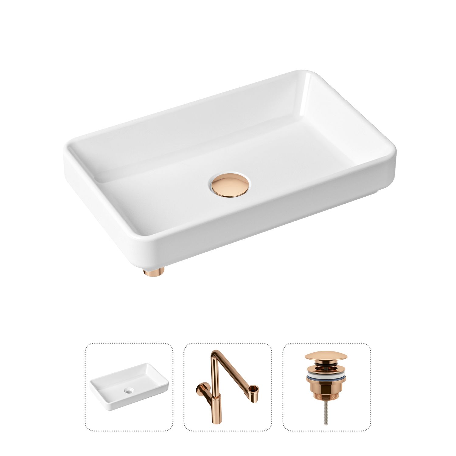 фото Комплект 3 в 1 lavinia boho bathroom sink 21520160: раковина 55 см, сифон, донный клапан