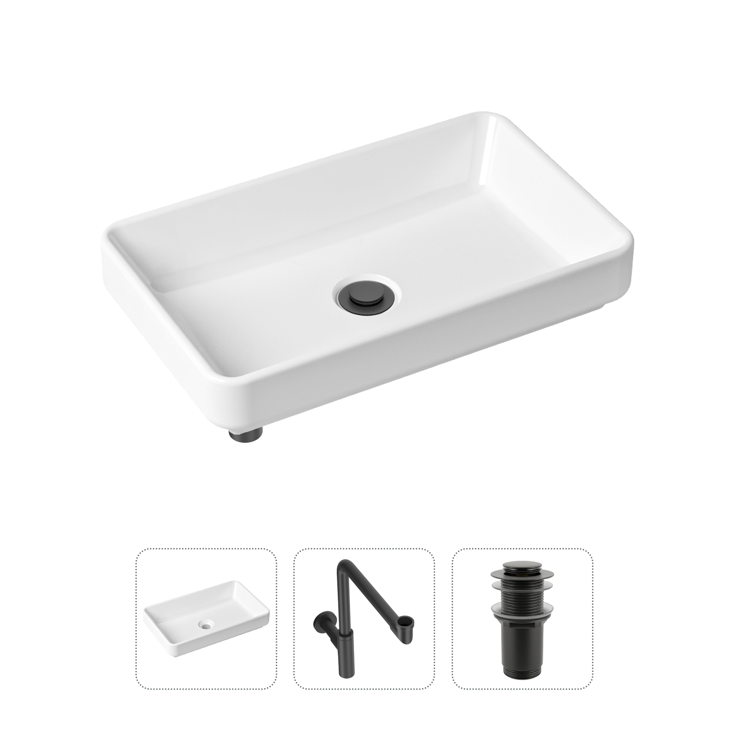 фото Комплект 3 в 1 lavinia boho bathroom sink 21520155: раковина 55 см, сифон, донный клапан