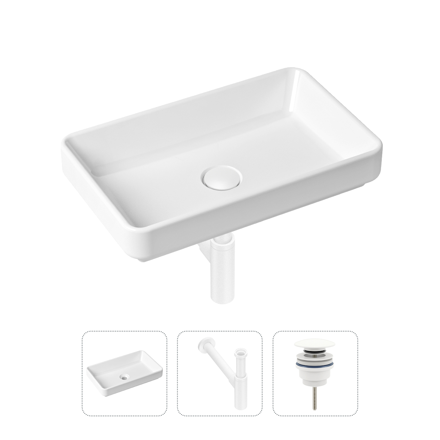 фото Комплект 3 в 1 lavinia boho bathroom sink 21520152: раковина 55 см, сифон, донный клапан