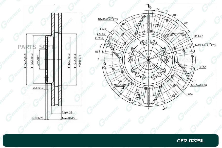 

Тормозной диск GBRAKE перфорированный вентилируемый левый GFR02251L