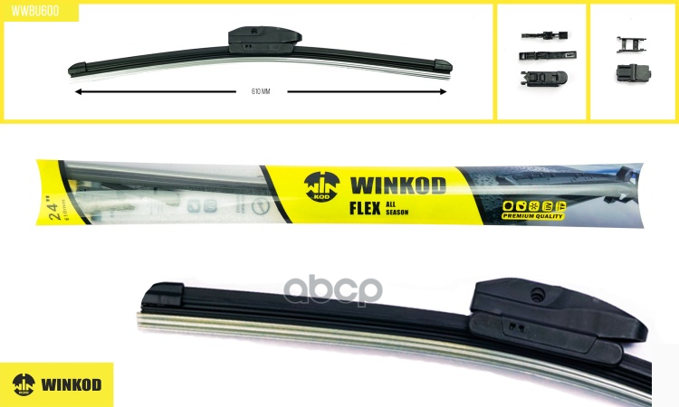 

FLEX Бескаркасный стеклоочиститель 24 (TeflonMulticonnect 60см) WINKOD wwbu600