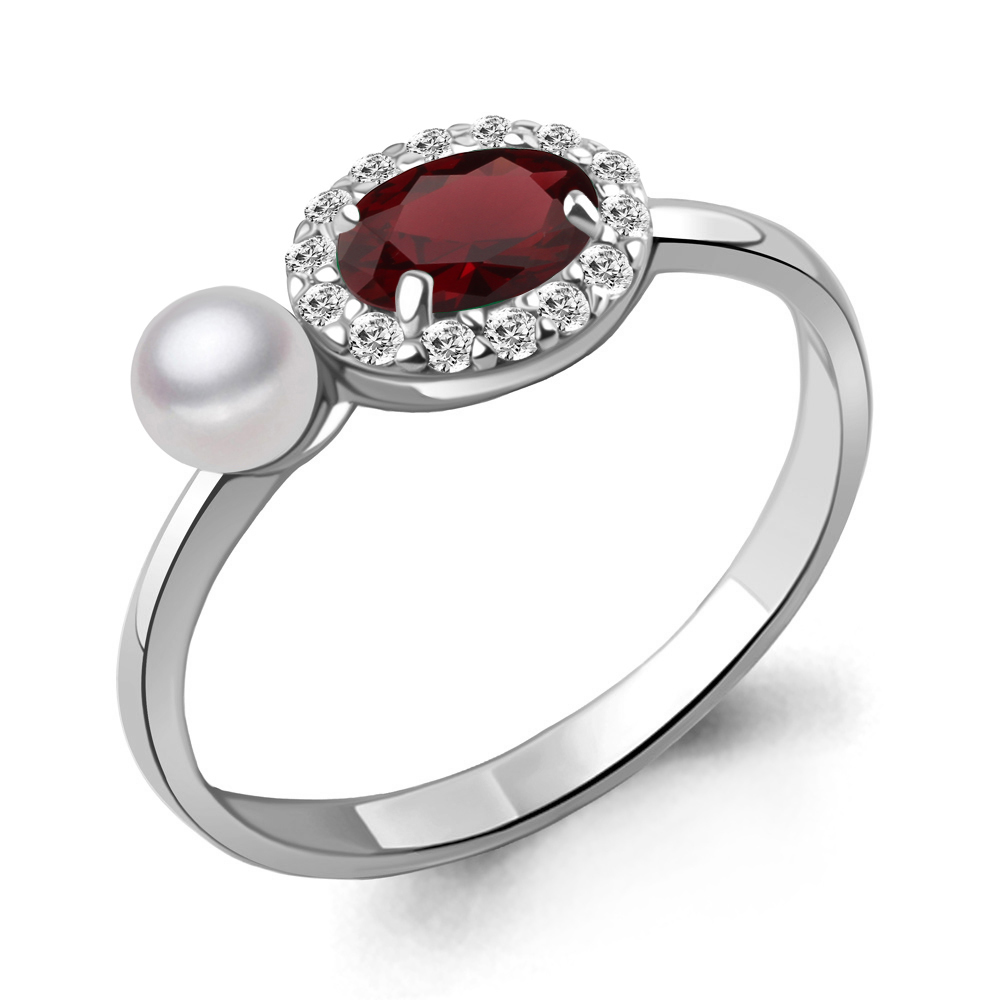 

Кольцо из серебра с гранатом р. 19 Aquamarine 6962103А_925_р, 6962103А_925_р