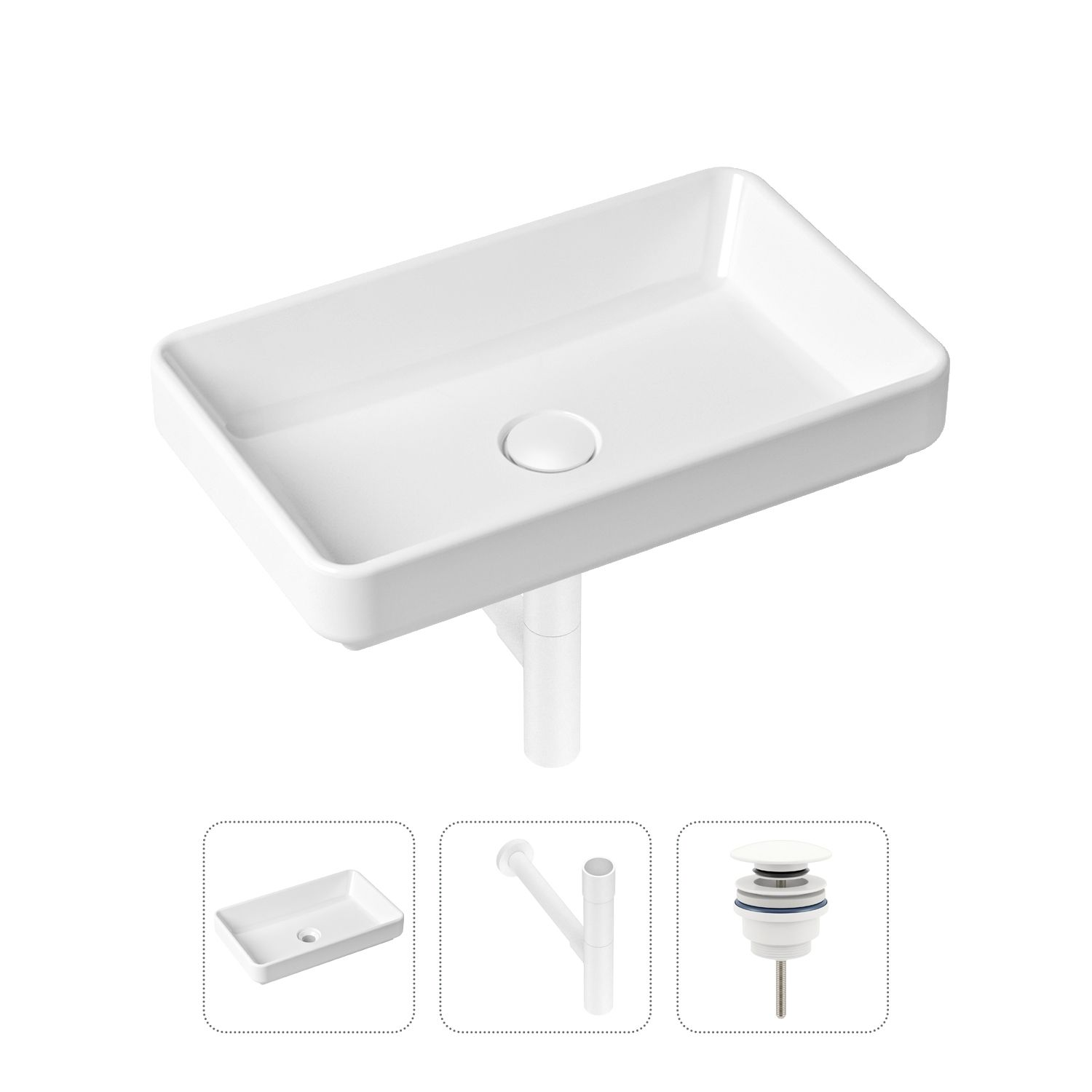 фото Комплект 3 в 1 lavinia boho bathroom sink 21520142: раковина 55 см, сифон, донный клапан