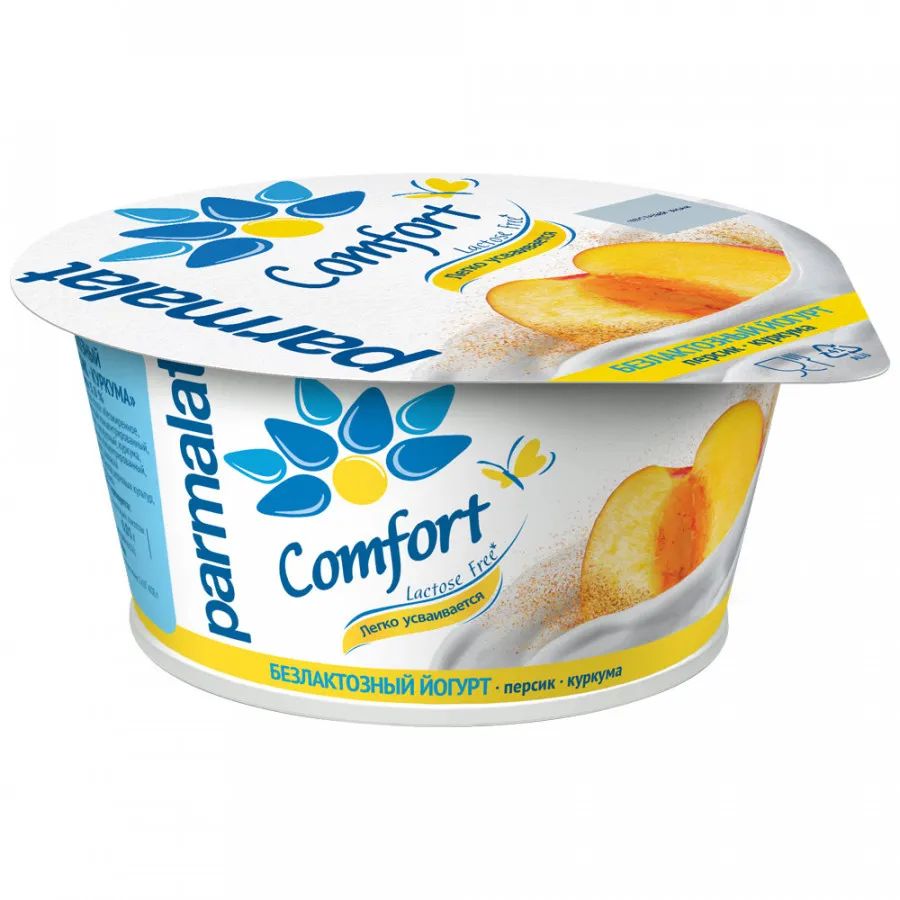 фото Йогурт parmalat comfort персик-куркума 3% бзмж 130 г