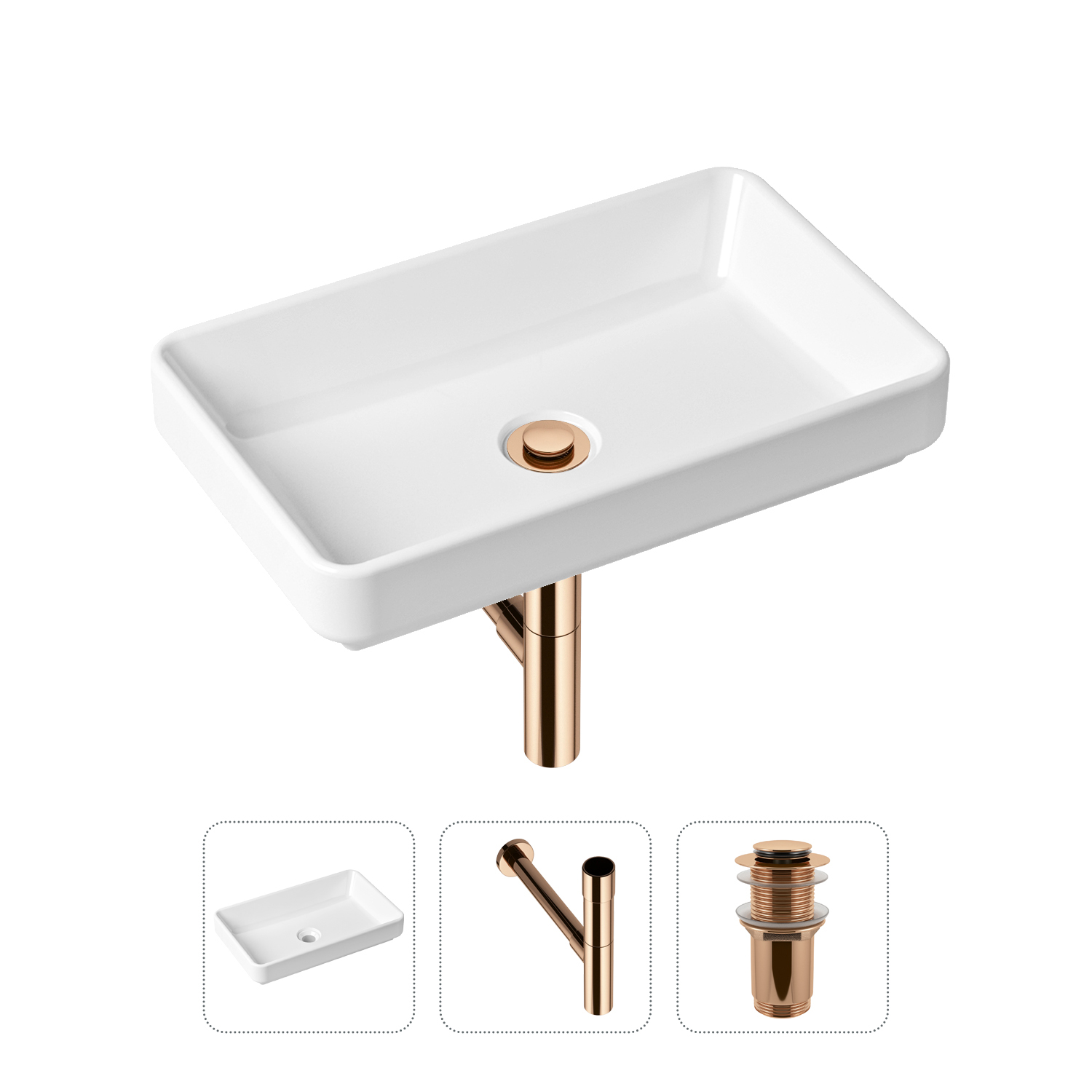 фото Комплект 3 в 1 lavinia boho bathroom sink 21520139: раковина 55 см, сифон, донный клапан